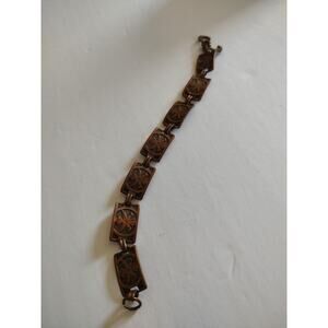 Vintage Retro "Fred Harvey Era" Copper Mexico Panel Thunderbird Design Bracelet